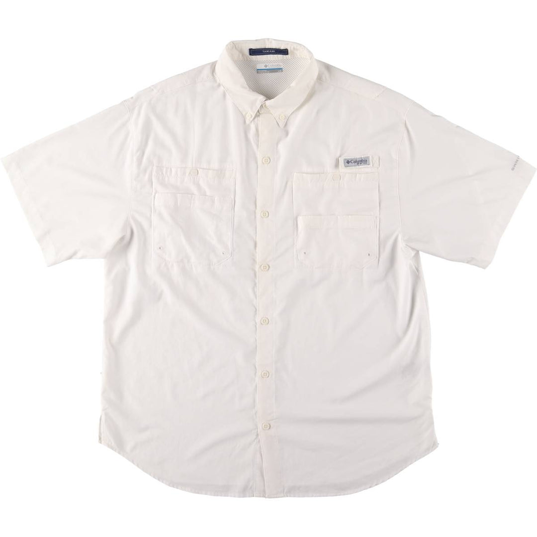 Columbia PFG OMNI-SHADE Button-down Short Sleeve Fishing Shirt, Men's Size L polyester white type Vintage Second Hand