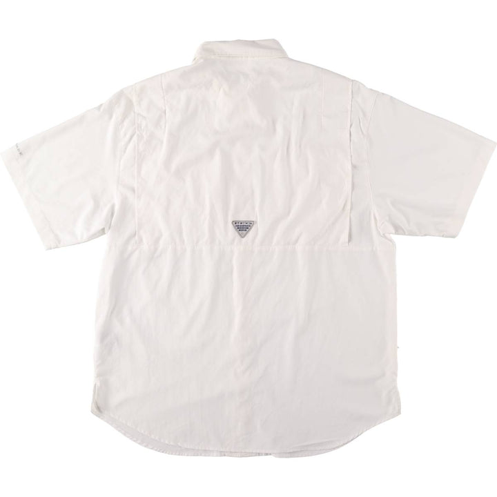 Columbia PFG OMNI-SHADE Button-down Short Sleeve Fishing Shirt, Men's Size L polyester white type Vintage Second Hand
