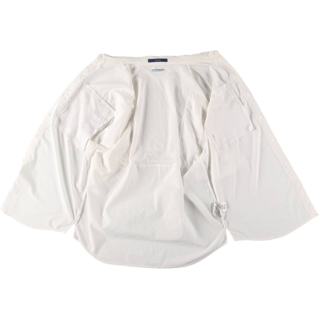 Columbia PFG OMNI-SHADE Button-down Short Sleeve Fishing Shirt, Men's Size L polyester white type Vintage Second Hand