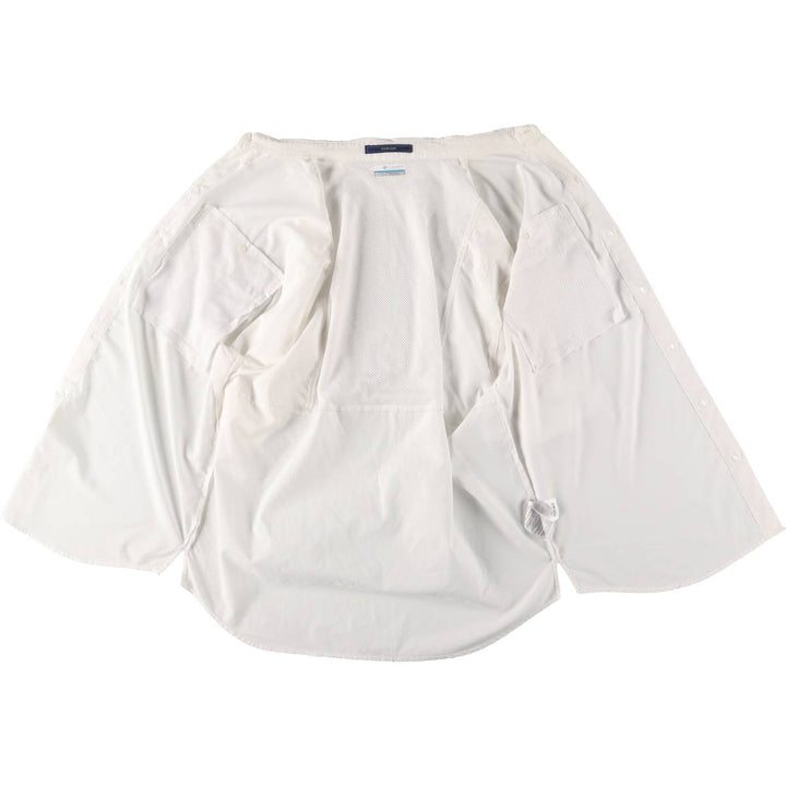 Columbia PFG OMNI-SHADE Button-down Short Sleeve Fishing Shirt, Men's Size L polyester white type Vintage Second Hand