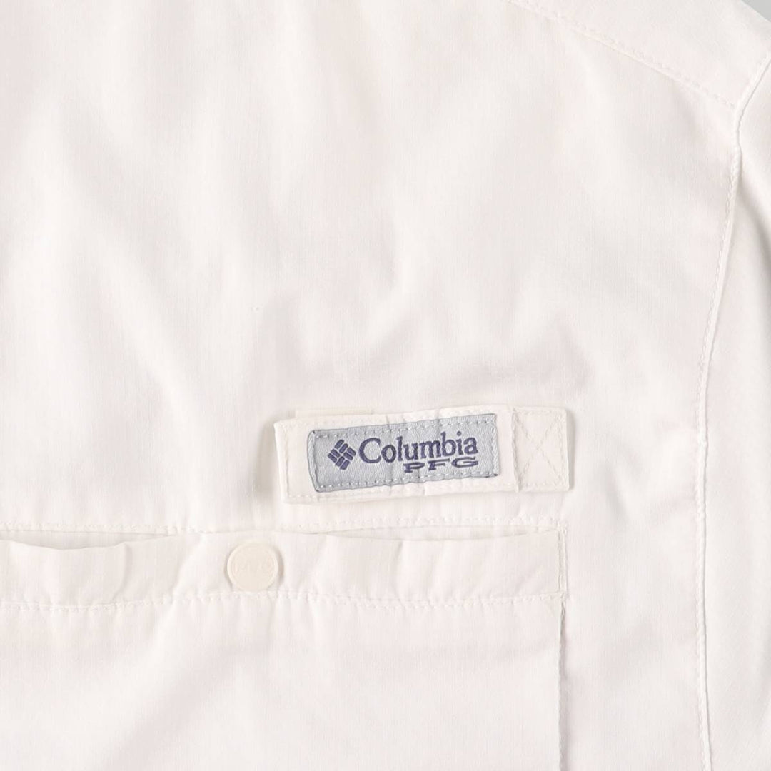 Columbia PFG OMNI-SHADE Button-down Short Sleeve Fishing Shirt, Men's Size L polyester white type Vintage Second Hand