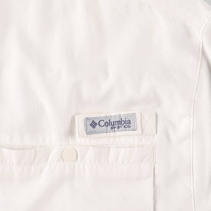 Columbia PFG OMNI-SHADE Button-down Short Sleeve Fishing Shirt, Men's Size L polyester white type Vintage Second Hand