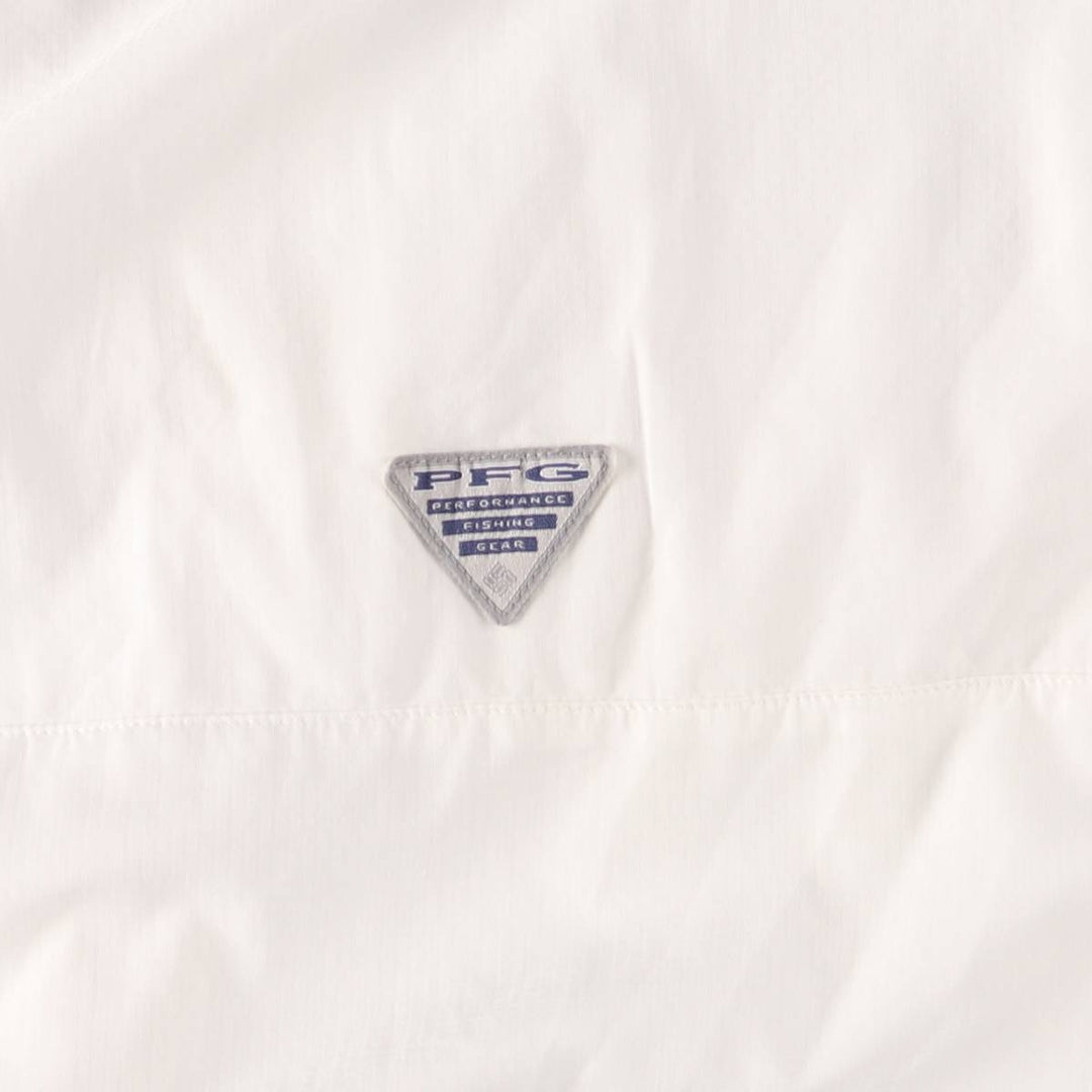 Columbia PFG OMNI-SHADE Button-down Short Sleeve Fishing Shirt, Men's Size L polyester white type Vintage Second Hand
