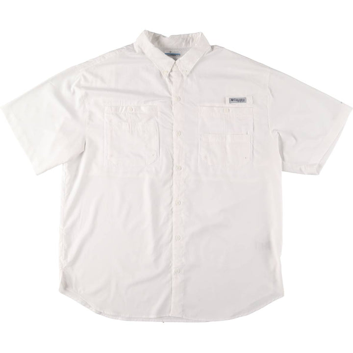 Columbia PFG OMNI-SHADE Button-down Short Sleeve Fishing Shirt, Men's XL polyester white type Vintage Second Hand