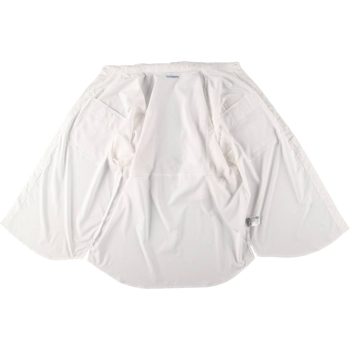Columbia PFG OMNI-SHADE Button-down Short Sleeve Fishing Shirt, Men's XL polyester white type Vintage Second Hand