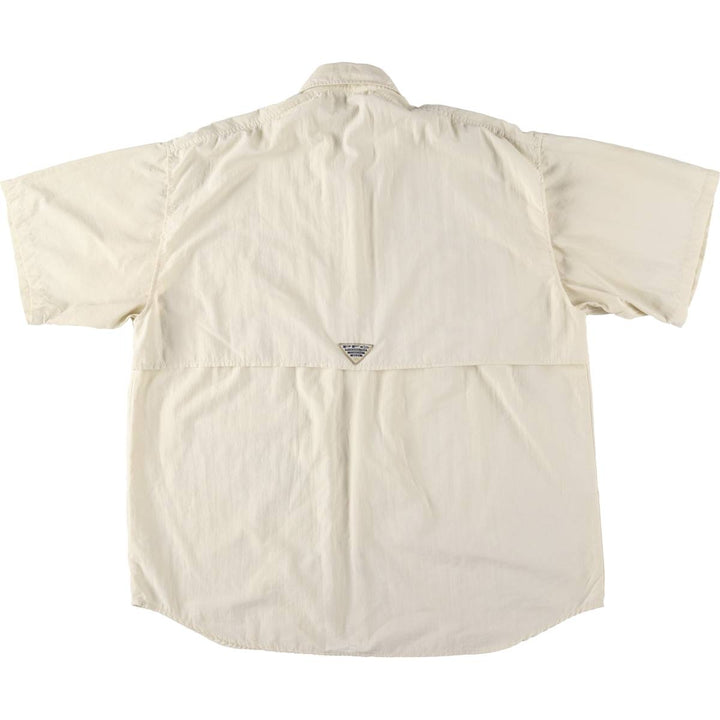 Columbia Button-down Short Sleeve Fishing Shirt, Men's XL Nylon ivory Vintage Second Hand