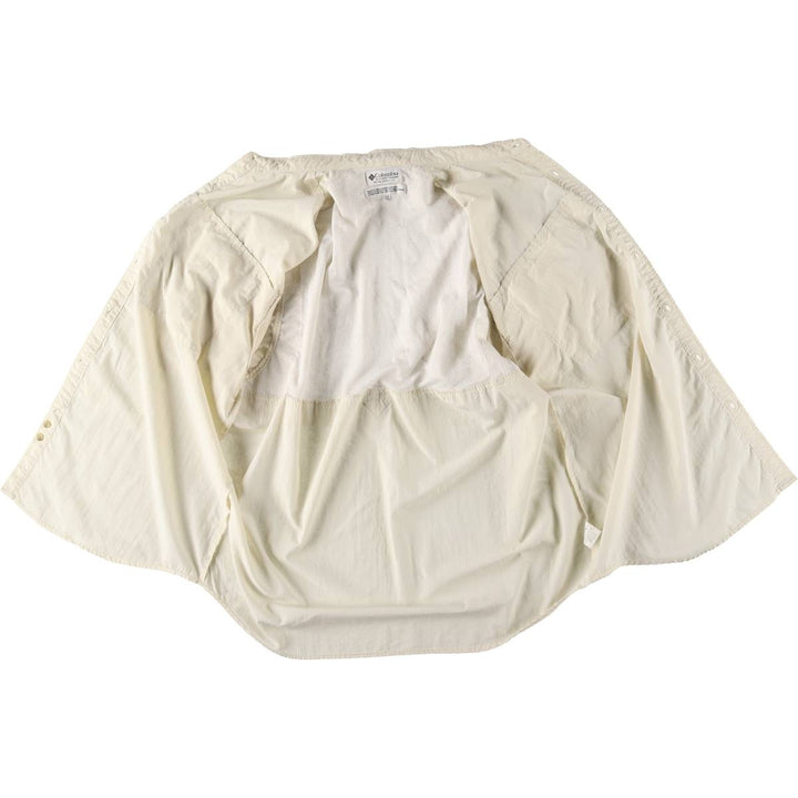 Columbia Button-down Short Sleeve Fishing Shirt, Men's XL Nylon ivory Vintage Second Hand