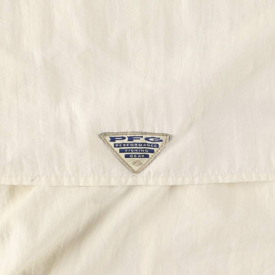 Columbia Button-down Short Sleeve Fishing Shirt, Men's XL Nylon ivory Vintage Second Hand