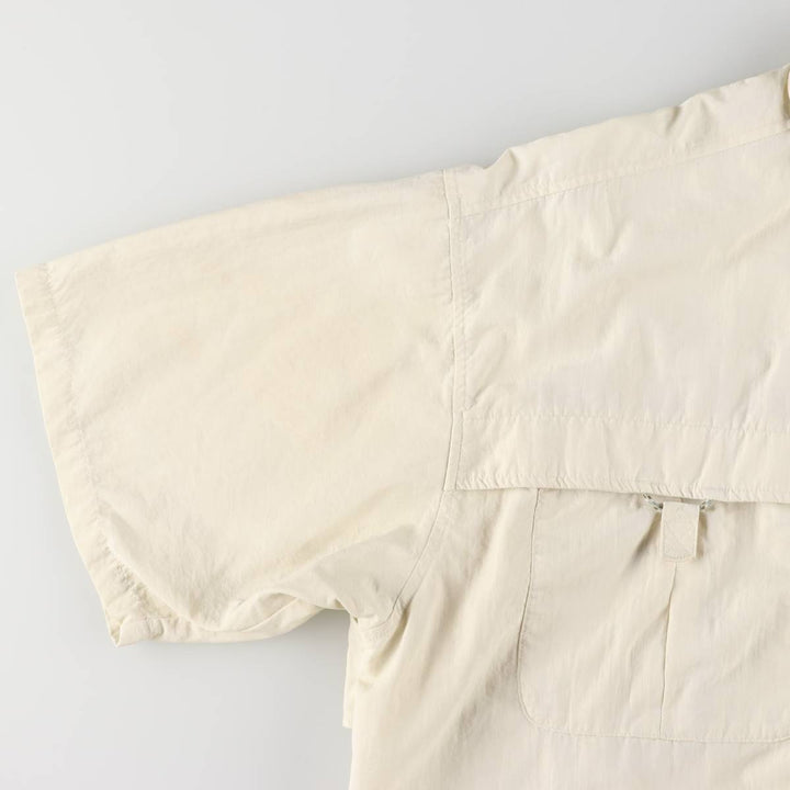 Columbia Button-down Short Sleeve Fishing Shirt, Men's XL Nylon ivory Vintage Second Hand