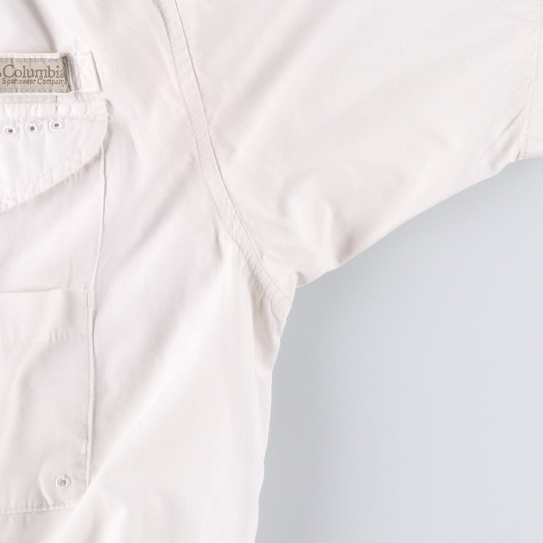Columbia Button-down Short Sleeve Fishing Shirt, Men's Size L cotton white type Vintage Second Hand