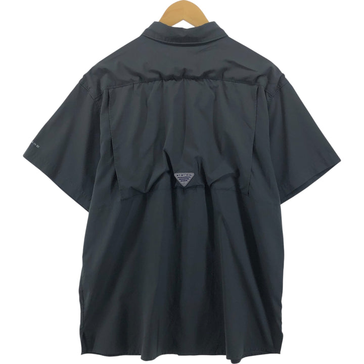 Columbia PFG OMNI-SHADE Button-down Short Sleeve Fishing Shirt, Men's Size L polyester Green type dark green Vintage Second Hand