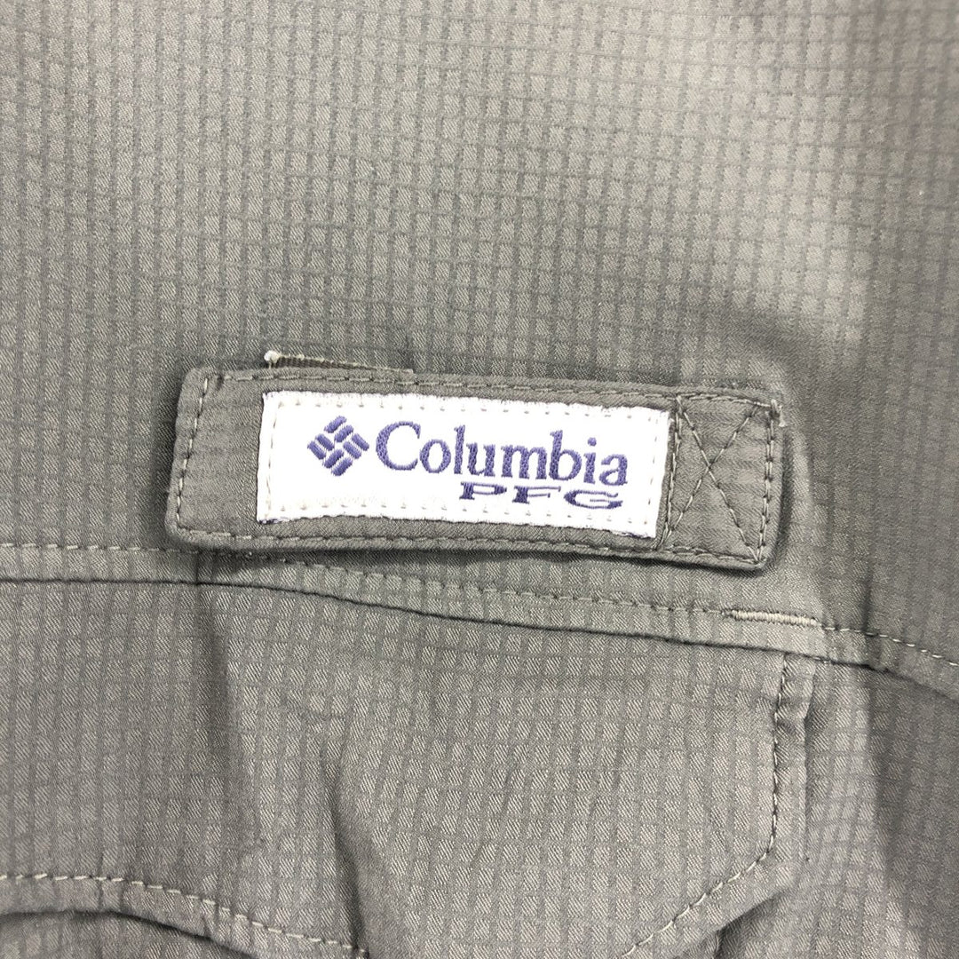 Columbia PFG OMNI-SHADE Button-down Short Sleeve Fishing Shirt, Men's Size L polyester Green type dark green Vintage Second Hand