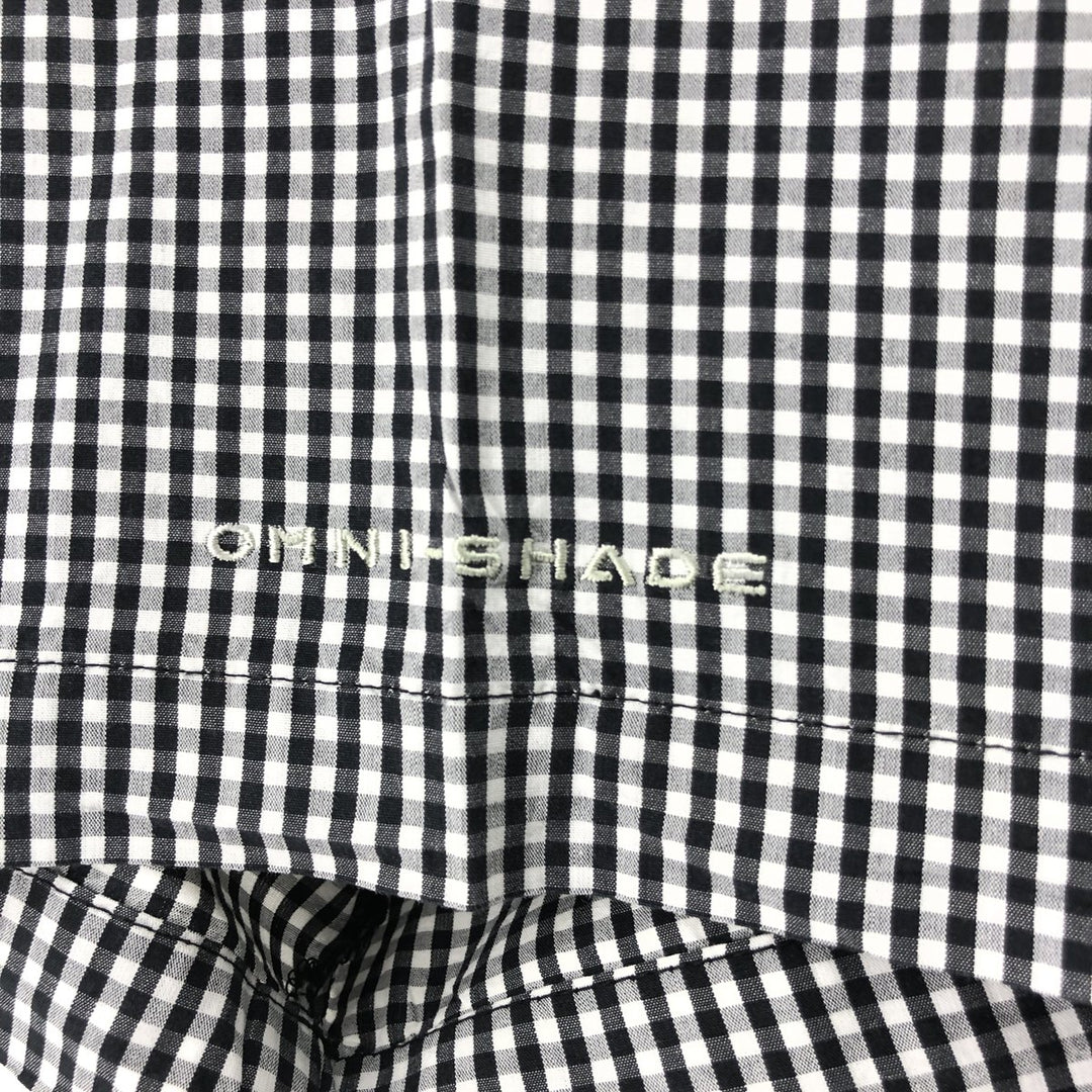 Columbia PFG Gingham Check Button-Down Short Sleeve Fishing Shirt, Men's XL cotton black type Vintage Second Hand