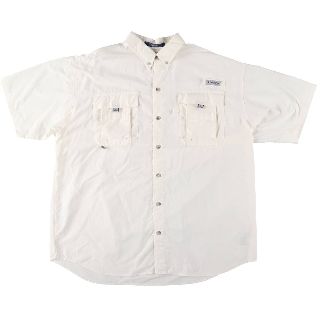 Columbia PFG OMNI-SHADE Button-down Short Sleeve Fishing Shirt, Men's XL Nylon white type Vintage Second Hand