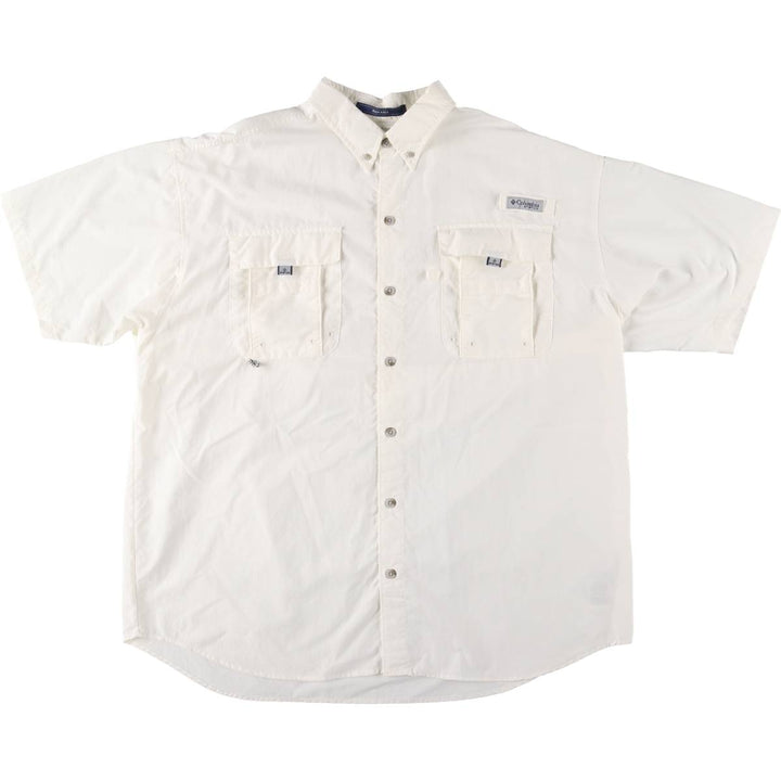 Columbia PFG OMNI-SHADE Button-down Short Sleeve Fishing Shirt, Men's XL Nylon white type Vintage Second Hand