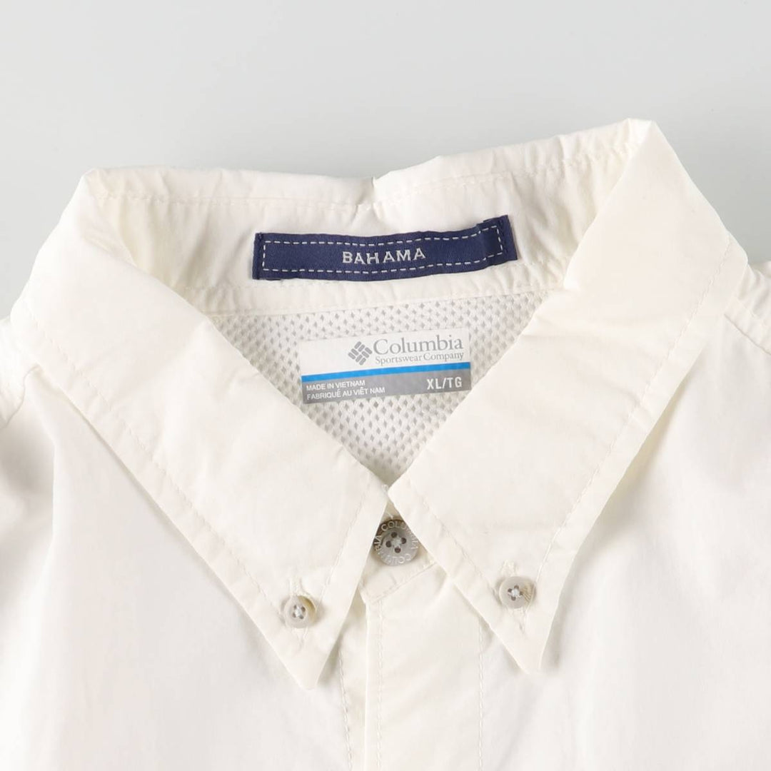 Columbia PFG OMNI-SHADE Button-down Short Sleeve Fishing Shirt, Men's XL Nylon white type Vintage Second Hand