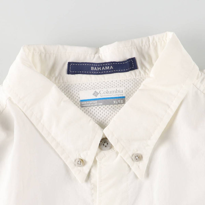 Columbia PFG OMNI-SHADE Button-down Short Sleeve Fishing Shirt, Men's XL Nylon white type Vintage Second Hand