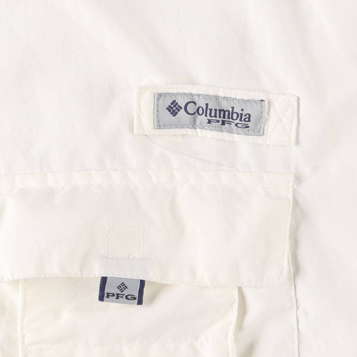 Columbia PFG OMNI-SHADE Button-down Short Sleeve Fishing Shirt, Men's XL Nylon white type Vintage Second Hand
