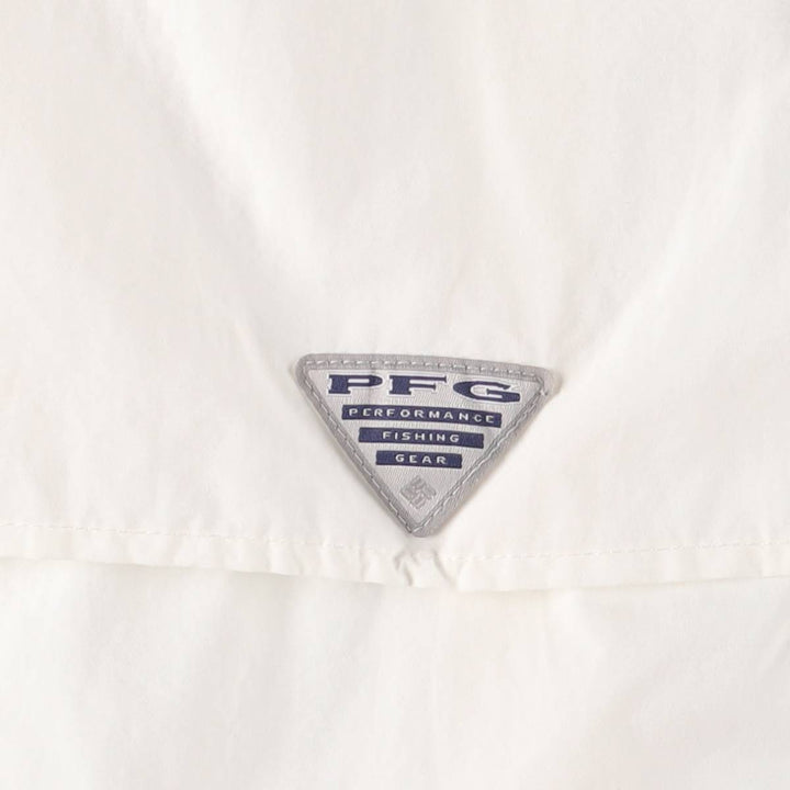 Columbia PFG OMNI-SHADE Button-down Short Sleeve Fishing Shirt, Men's XL Nylon white type Vintage Second Hand