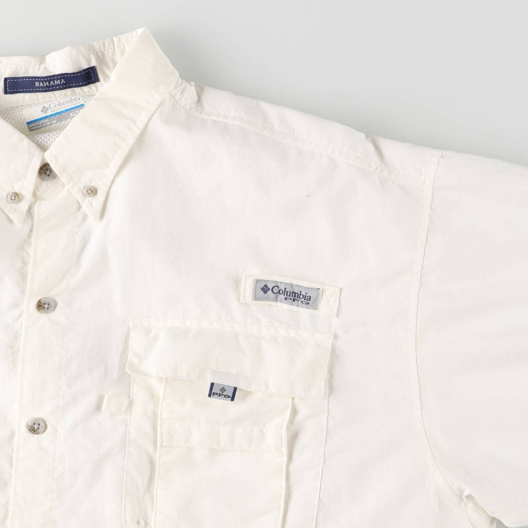 Columbia PFG OMNI-SHADE Button-down Short Sleeve Fishing Shirt, Men's XL Nylon white type Vintage Second Hand