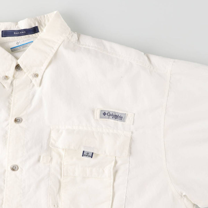 Columbia PFG OMNI-SHADE Button-down Short Sleeve Fishing Shirt, Men's XL Nylon white type Vintage Second Hand
