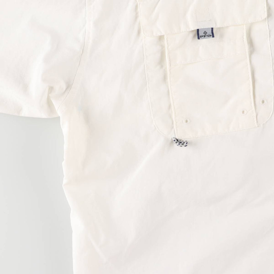 Columbia PFG OMNI-SHADE Button-down Short Sleeve Fishing Shirt, Men's XL Nylon white type Vintage Second Hand