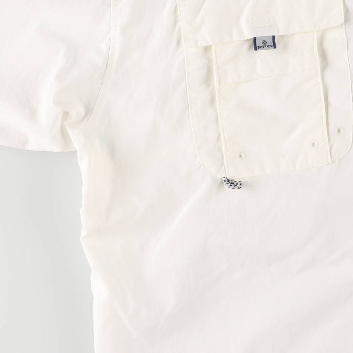Columbia PFG OMNI-SHADE Button-down Short Sleeve Fishing Shirt, Men's XL Nylon white type Vintage Second Hand