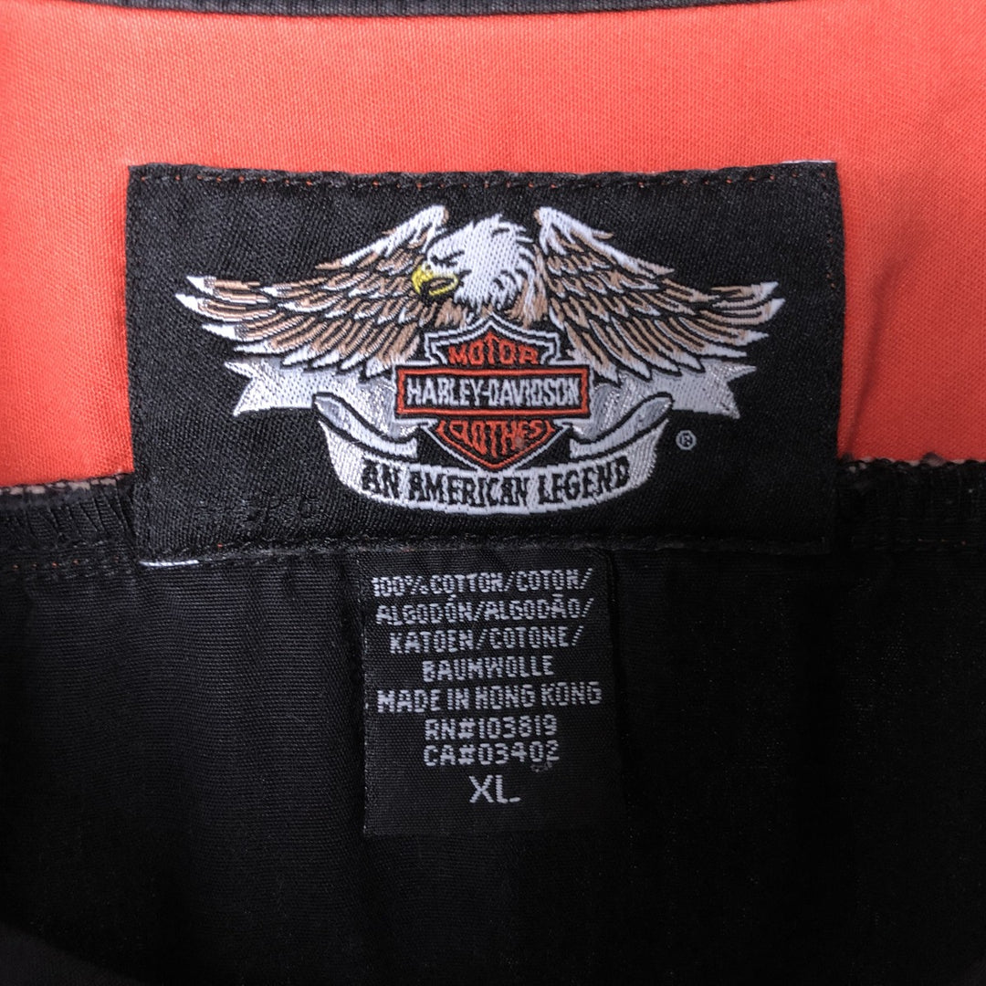 00'S Harley-Davidson Hidden Button-Down Long Sleeve Work Shirt, Men's Size XL cotton black type Vintage Second Hand