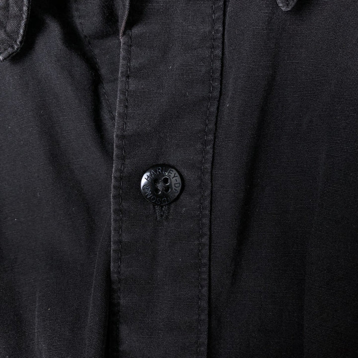 00'S Harley-Davidson Hidden Button-Down Long Sleeve Work Shirt, Men's Size XL cotton black type Vintage Second Hand