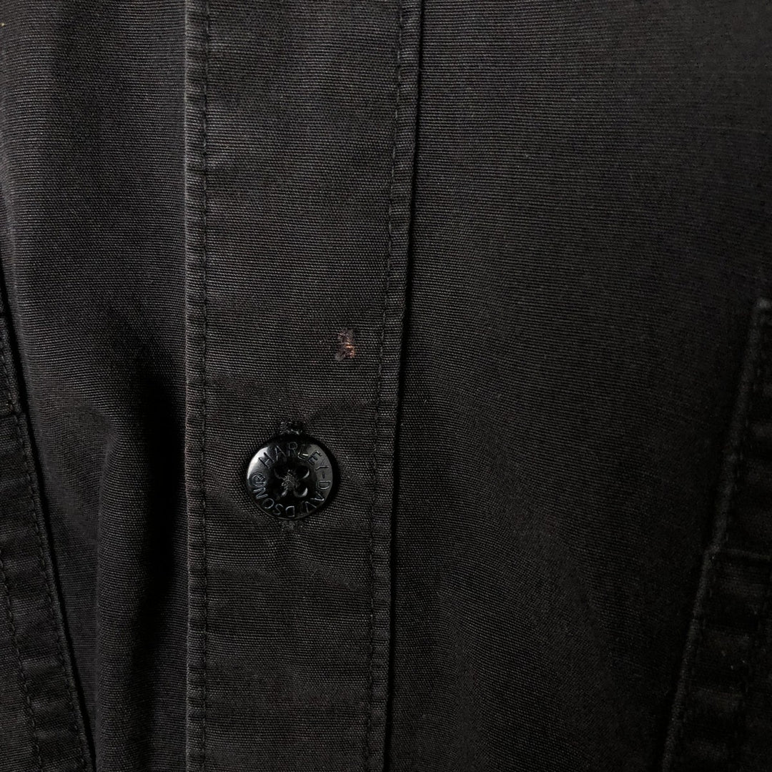 00'S Harley-Davidson Hidden Button-Down Long Sleeve Work Shirt, Men's Size XL cotton black type Vintage Second Hand