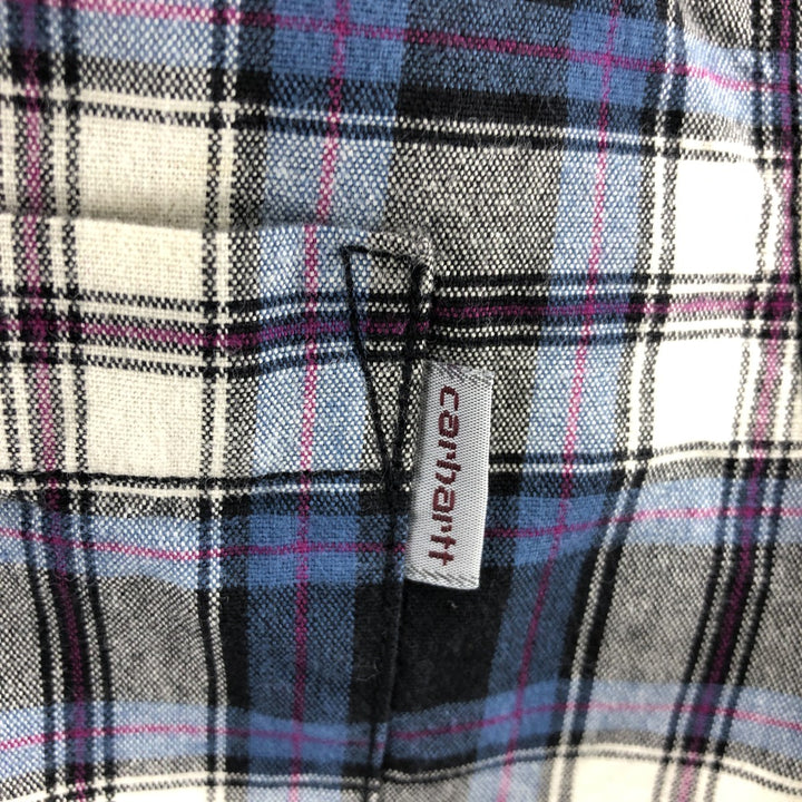 Carhartt Check Pattern Long Sleeve Work Shirt, Men's XL cotton blue type Vintage Second Hand