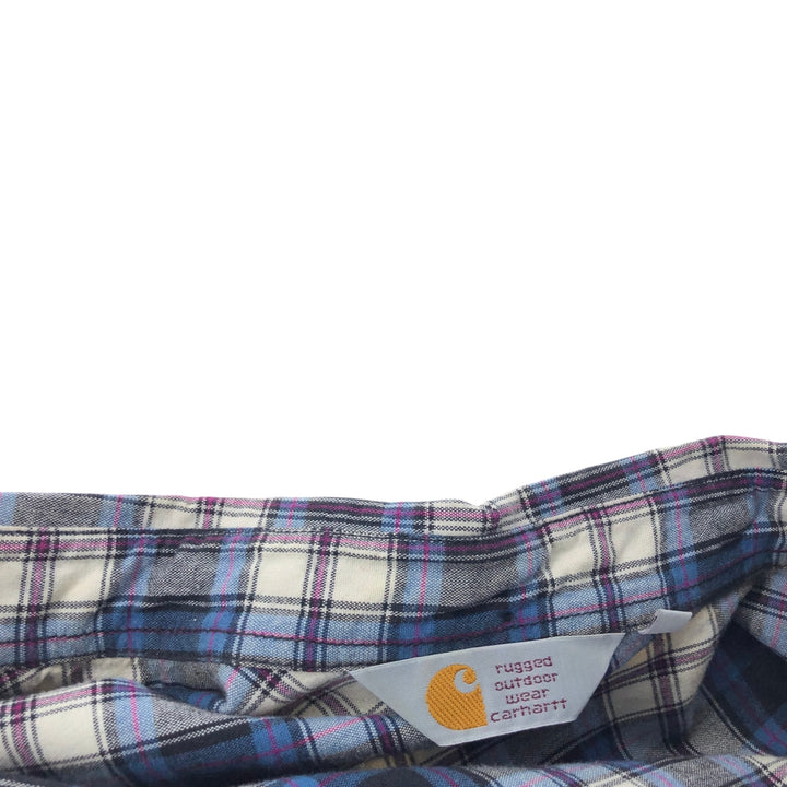 Carhartt Check Pattern Long Sleeve Work Shirt, Men's XL cotton blue type Vintage Second Hand