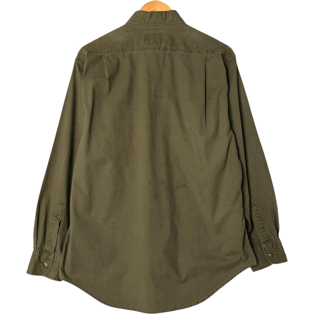 90'S WOOLRICH Long Sleeve Button Down Shirt Men's M Size Vintage cotton Khaki type sage green Vintage Second Hand