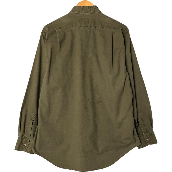 90'S WOOLRICH Long Sleeve Button Down Shirt Men's M Size Vintage cotton Khaki type sage green Vintage Second Hand