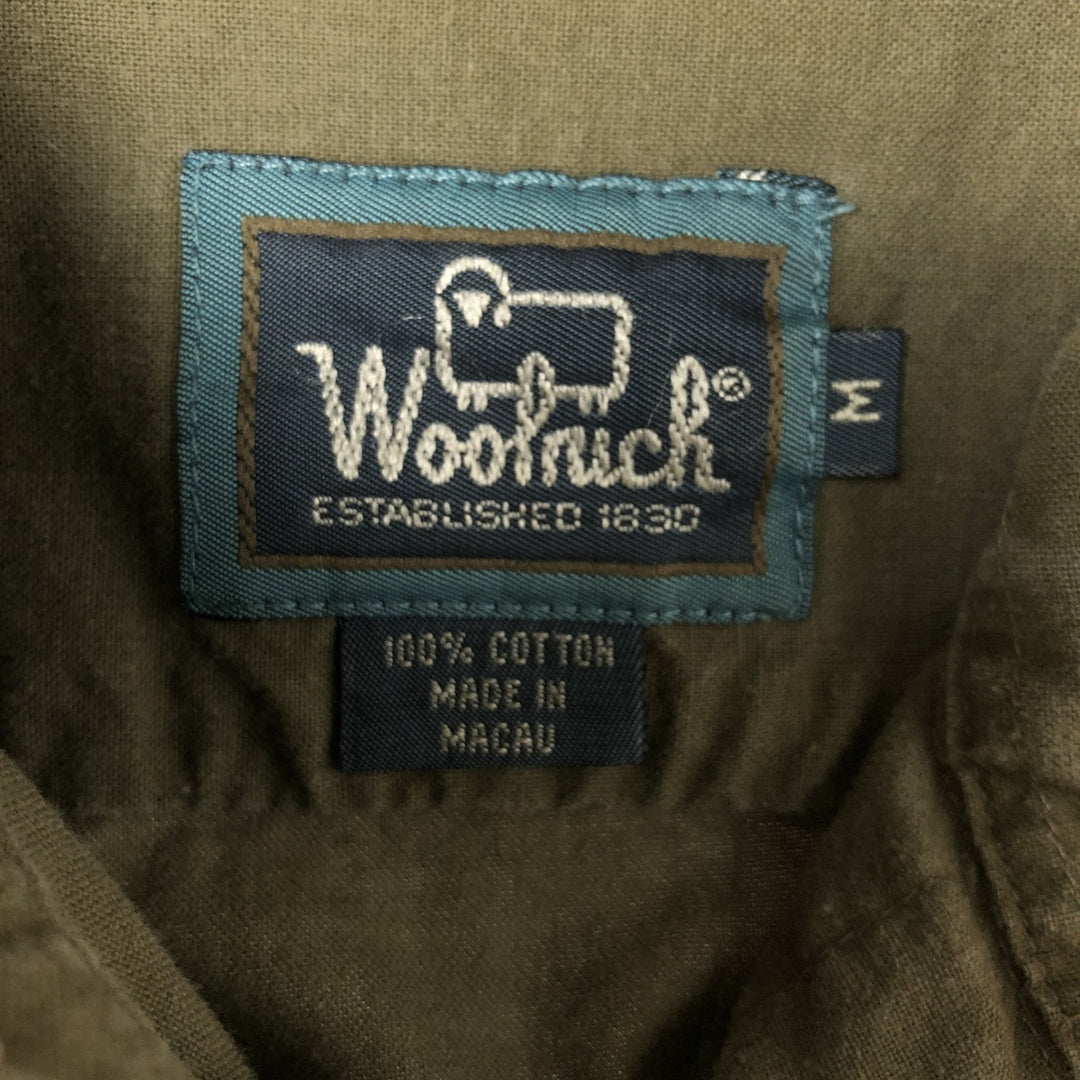 90'S WOOLRICH Long Sleeve Button Down Shirt Men's M Size Vintage cotton Khaki type sage green Vintage Second Hand
