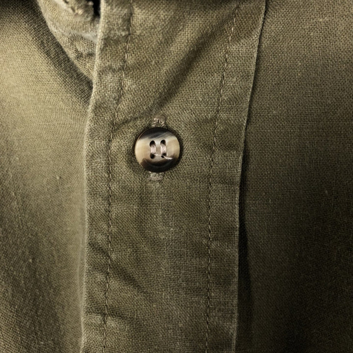 90'S WOOLRICH Long Sleeve Button Down Shirt Men's M Size Vintage cotton Khaki type sage green Vintage Second Hand