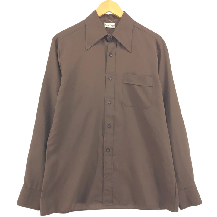 70'S Pierre Cardin Long Sleeve Poly Shirt Men's Size L Vintage unclear brown type Vintage Second Hand