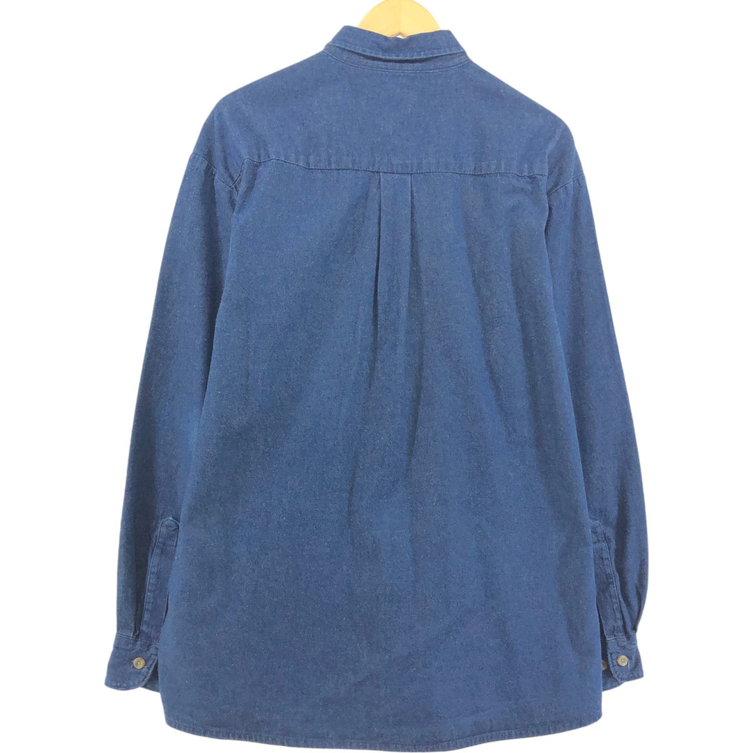 Dickies Bat Dye Long Sleeve Button Down Denim Shirt Men's XL cotton navy blue type Vintage Second Hand