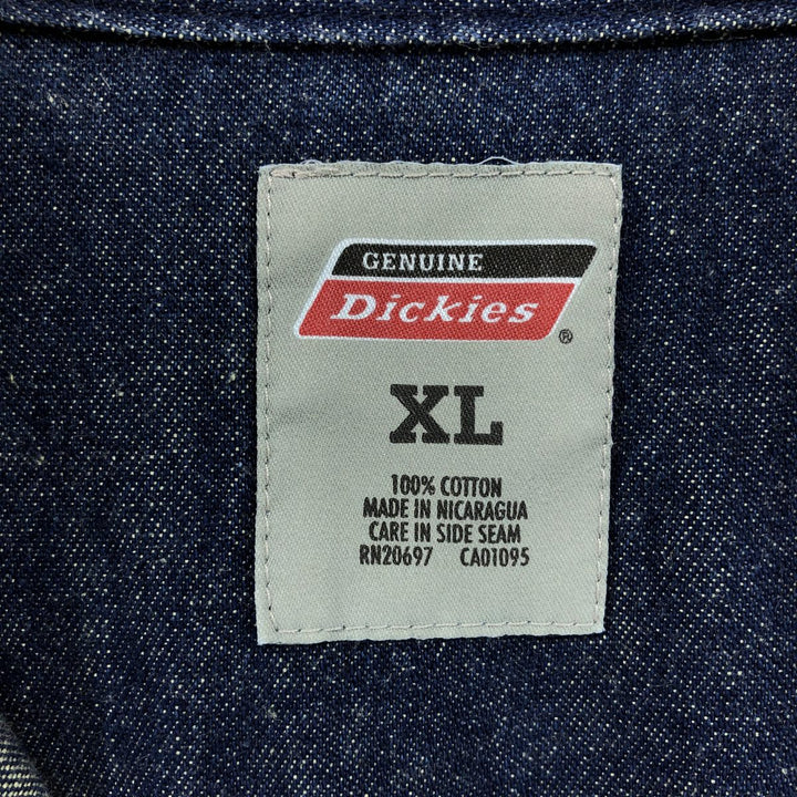 Dickies Bat Dye Long Sleeve Button Down Denim Shirt Men's XL cotton navy blue type Vintage Second Hand