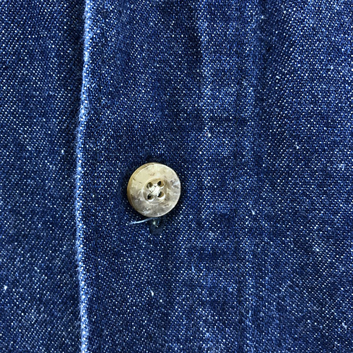Dickies Bat Dye Long Sleeve Button Down Denim Shirt Men's XL cotton navy blue type Vintage Second Hand