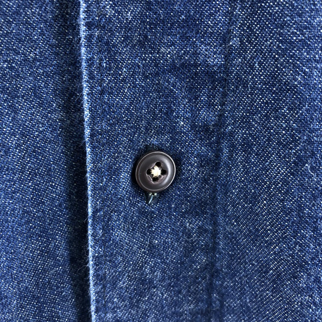 Dickies Bat Dye Long Sleeve Button Down Denim Shirt Men's XL cotton navy blue type Vintage Second Hand
