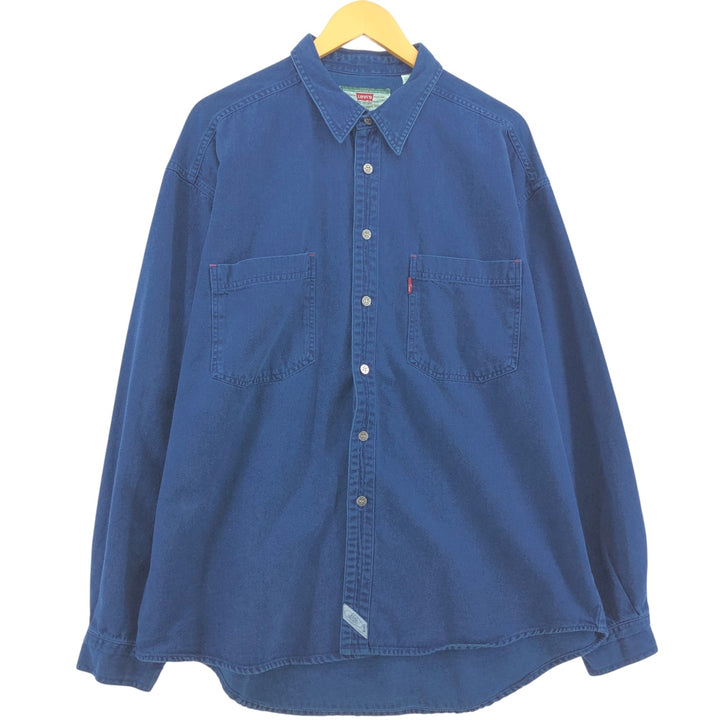 90'S Levi's Long Sleeve Denim Shirt, Men's XL, Vintage cotton blue type Vintage Second Hand