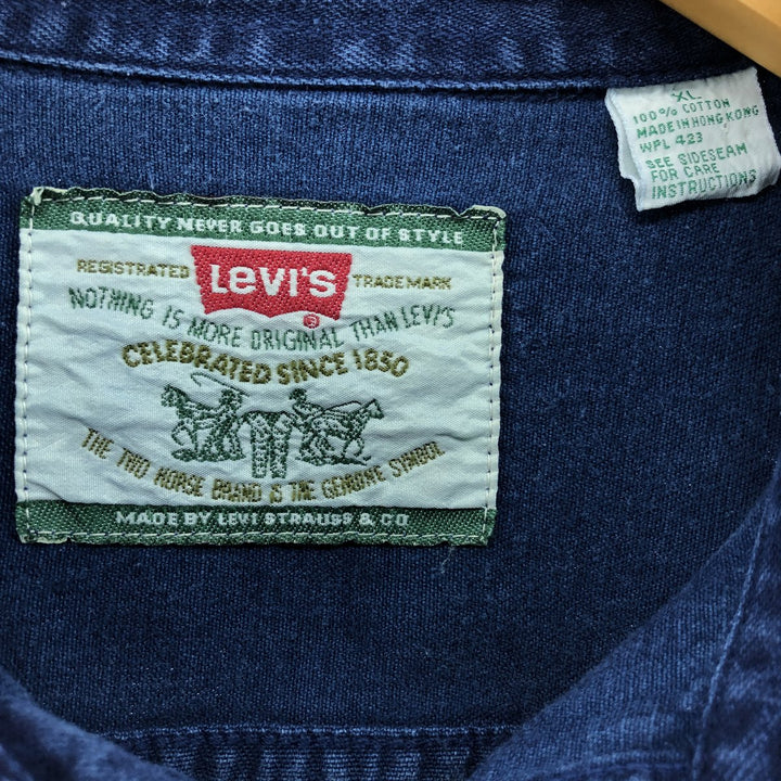 90'S Levi's Long Sleeve Denim Shirt, Men's XL, Vintage cotton blue type Vintage Second Hand