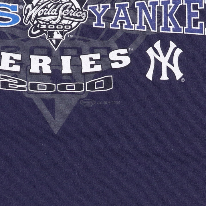 00'S Delta MLB New York Yankees MLB New York Mets SUBWAY SERIES Sports Print T-Shirt Men's L size cotton navy blue type Vintage Second Hand