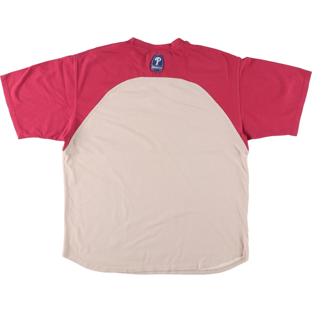 Nike NIKE TEAM MLB Philadelphia Phillies Two-tone Sports Print T-shirt Men's L size cotton red type Vintage Second Hand