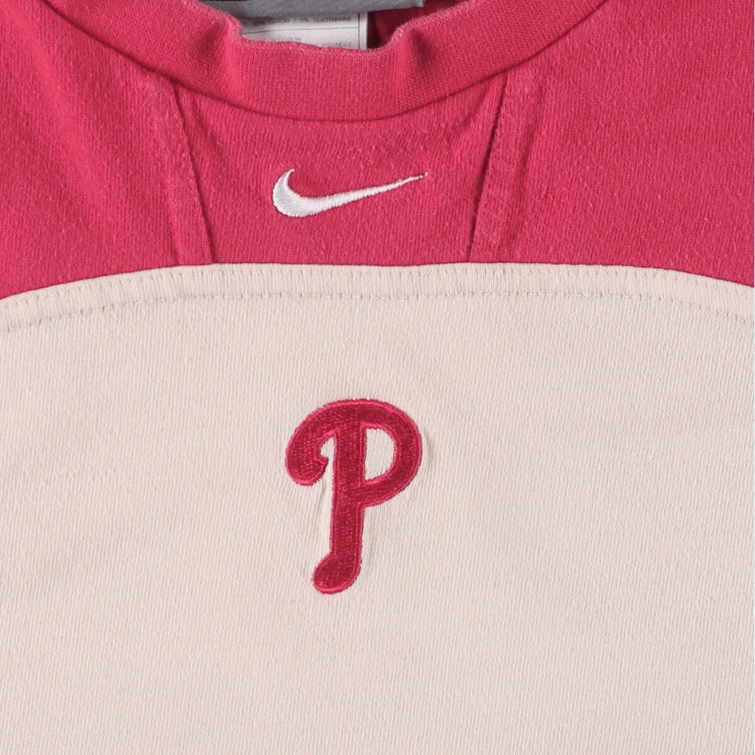 Nike NIKE TEAM MLB Philadelphia Phillies Two-tone Sports Print T-shirt Men's L size cotton red type Vintage Second Hand