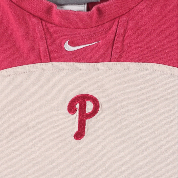 Nike NIKE TEAM MLB Philadelphia Phillies Two-tone Sports Print T-shirt Men's L size cotton red type Vintage Second Hand