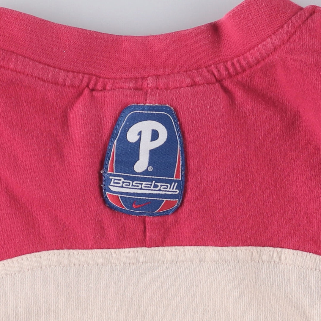 Nike NIKE TEAM MLB Philadelphia Phillies Two-tone Sports Print T-shirt Men's L size cotton red type Vintage Second Hand