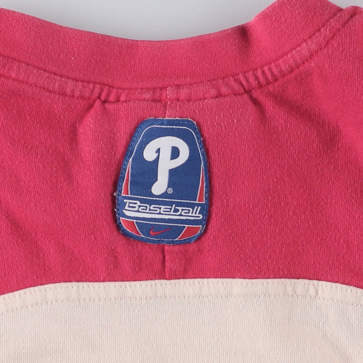 Nike NIKE TEAM MLB Philadelphia Phillies Two-tone Sports Print T-shirt Men's L size cotton red type Vintage Second Hand