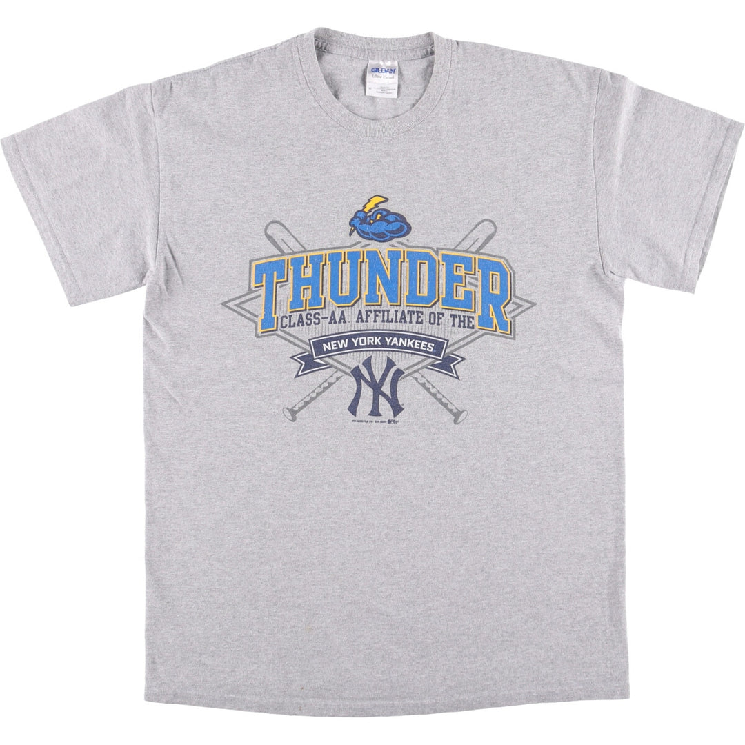 00'S Gildan MLB New York Yankees Sports Print T-Shirt Men's M cotton gray type Vintage Second Hand